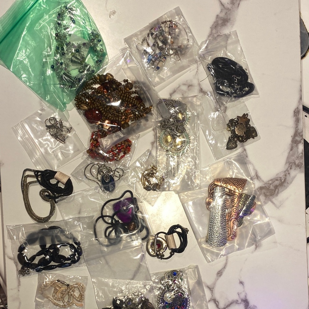 Boho Statement Jewelry Lot Necklaces Bracelets Pendants Mixed Media